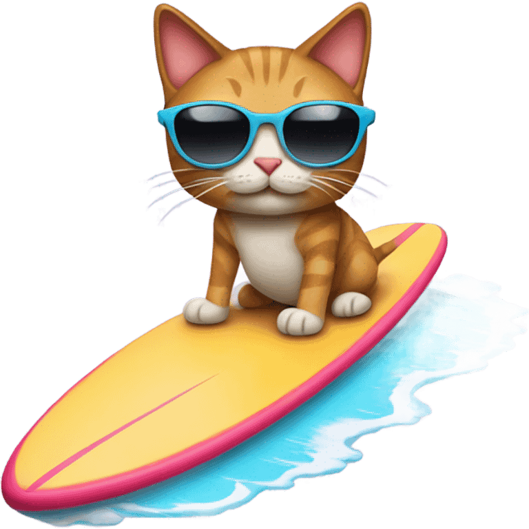 Cat surf boarding with glasses emoji