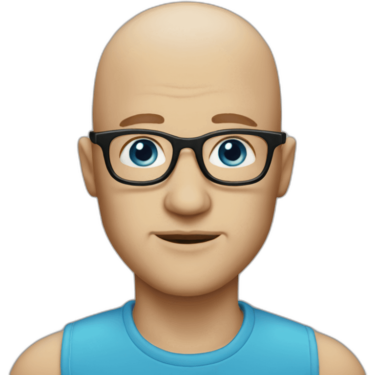 Bald man with glasses blue eyes bigger lips emoji