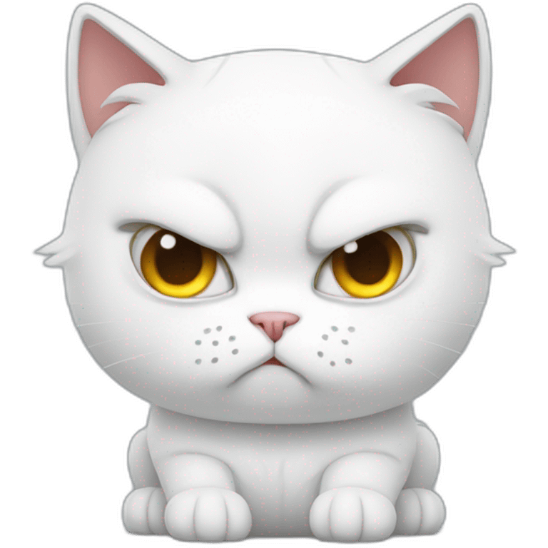 Fullbody White cat angry emoji