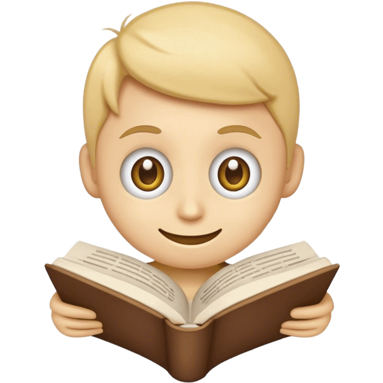 smiley emoji reading book, big eyes emoji