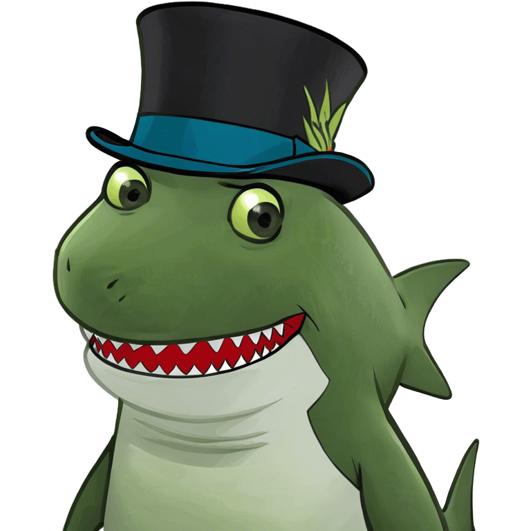 Shark with a top hat emoji