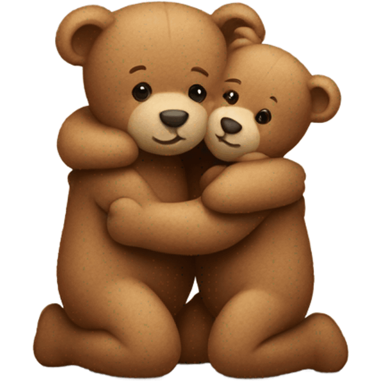 two teddy bear hug with love emoji