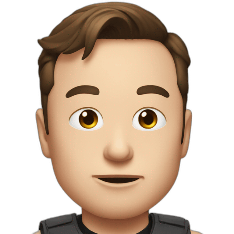 Closeup Elon musk making poggers face emoji