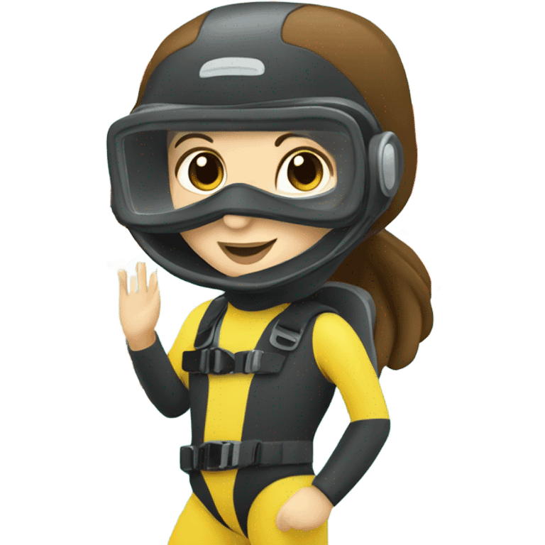 Girl with brown hair scuba diving in a reef emoji