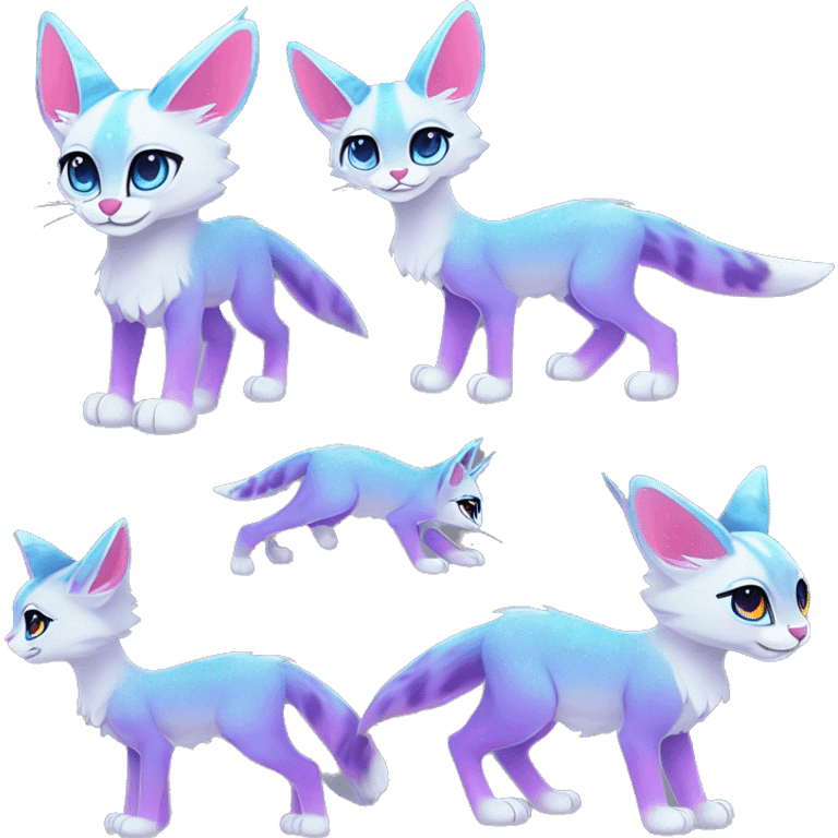 Cute Kawaii Epic Ethereal Sparkly Colorful Sergal-Serval-Caracal-Vernid full body emoji