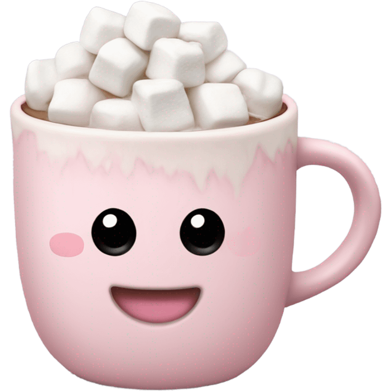 Light Pink mug of hot chocolate with marshmallows  emoji