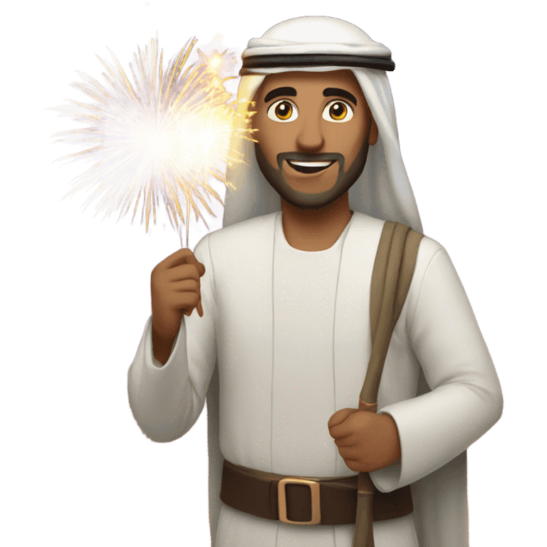 Arab man with fireworks emoji