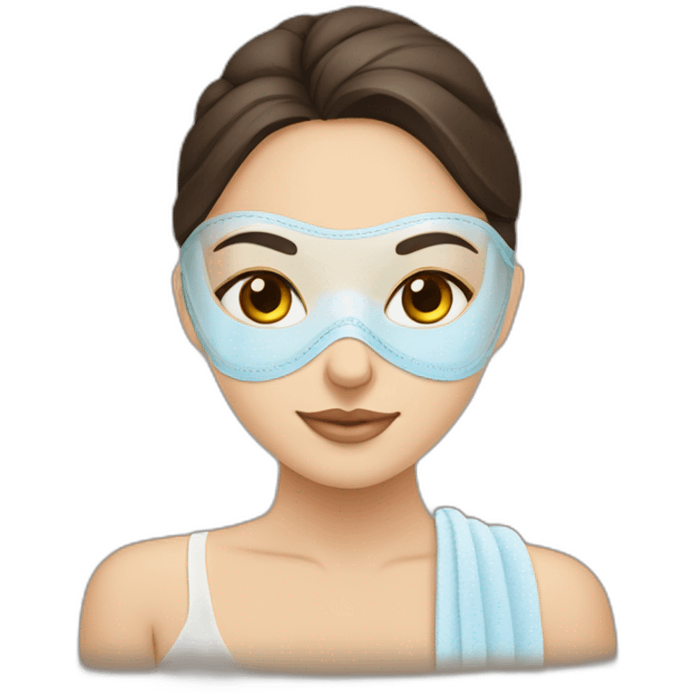 Brunette girl with spa mask relaxing emoji