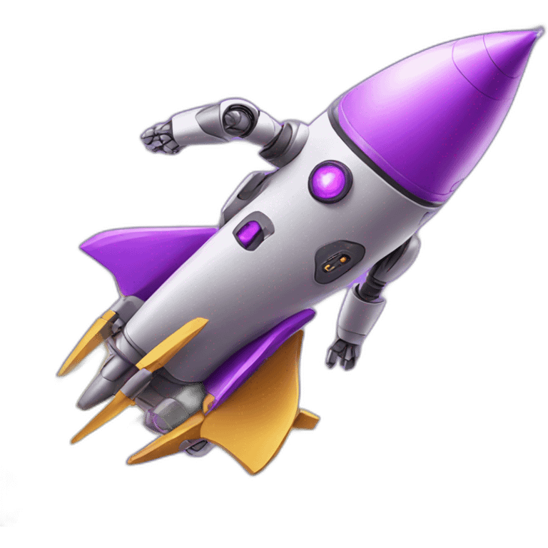 robot riding purple rocket emoji