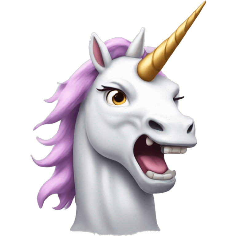 an angry unicorn with horns  emoji