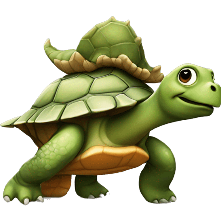 Turtle with dinosaur on top emoji