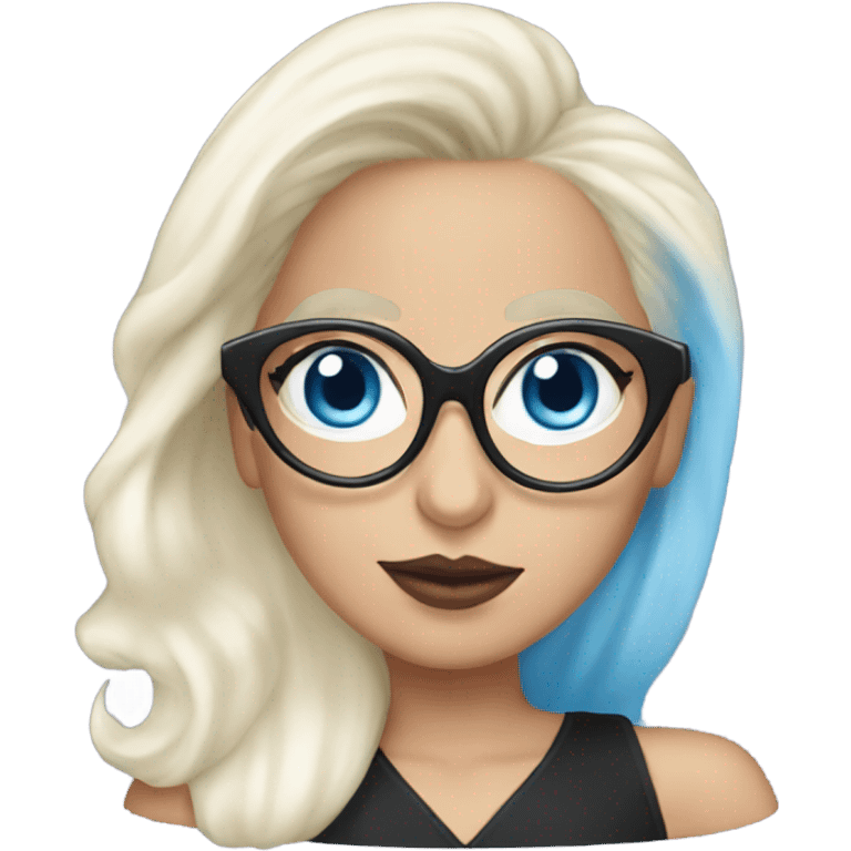 Lady Gaga with large glasses and blue eyes  emoji