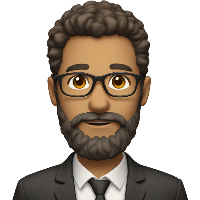 Teacher with glasses, beard, fluffy har and brown hair emoji