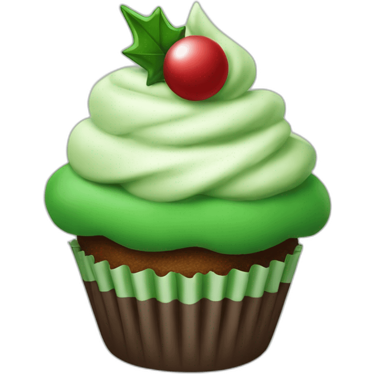 Happy Christmas tree cupcake emoji