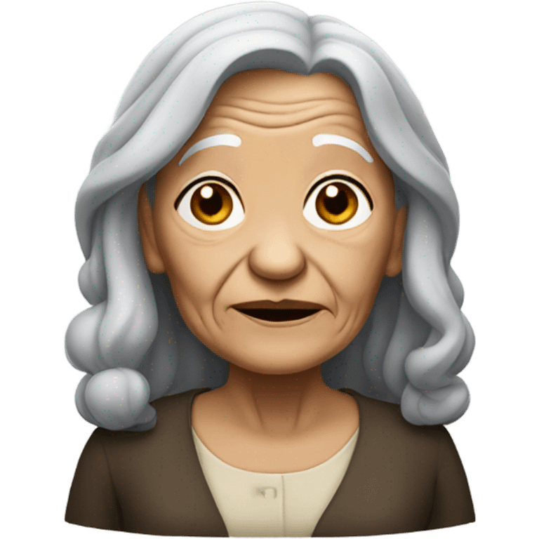 Wrinkly old woman long black hair  emoji