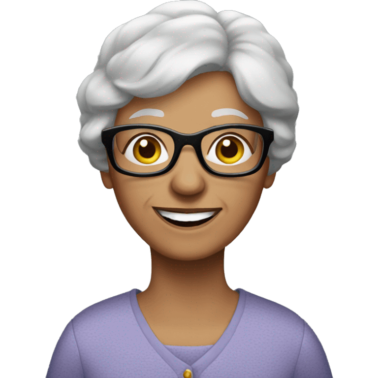 granny with brown straight hair and glasses and braces emoji