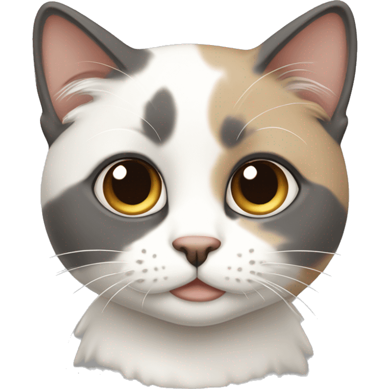 Beige grey white calico cat emoji