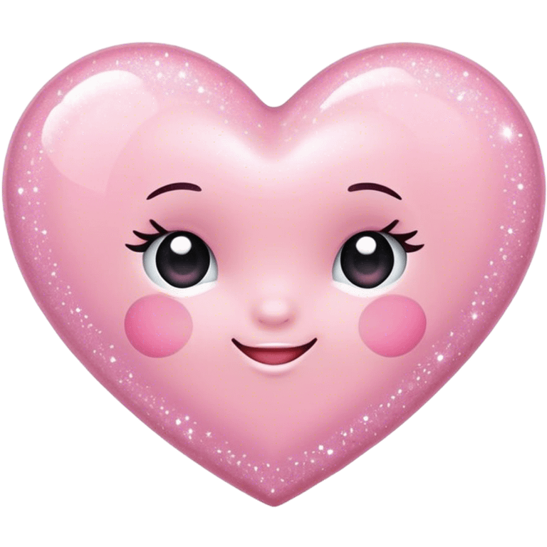 Sparkly baby pink Valentines Day heart  emoji