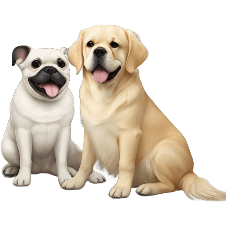 English cream golden retriever and an oreo colored frenchie as best friends emoji