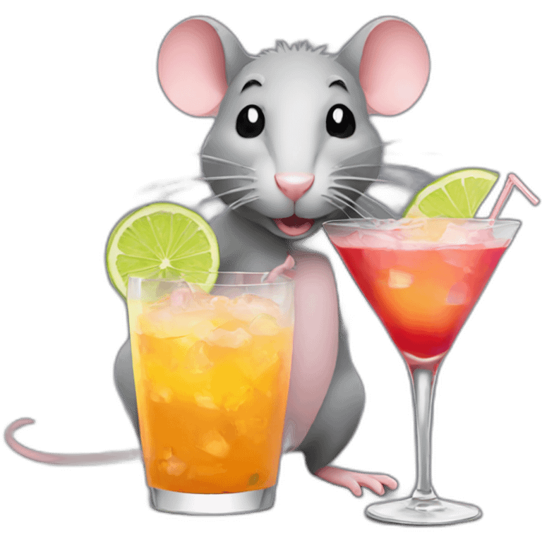 Rat with cocktails emoji