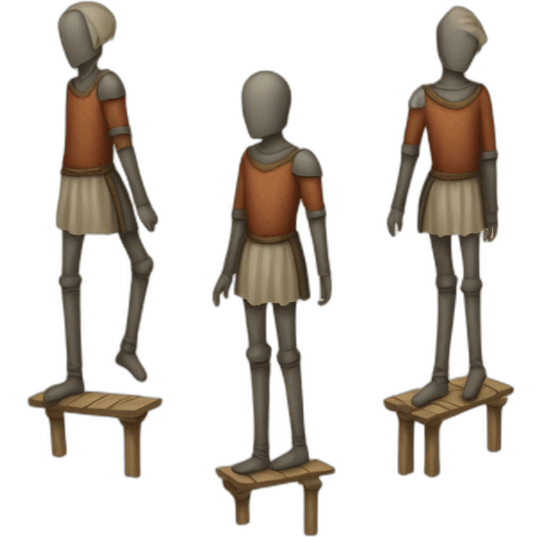 a person walking over stilts on both legs, not using arms, medieval emoji