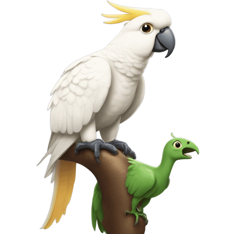 Cockatoo riding a dinosaur  emoji