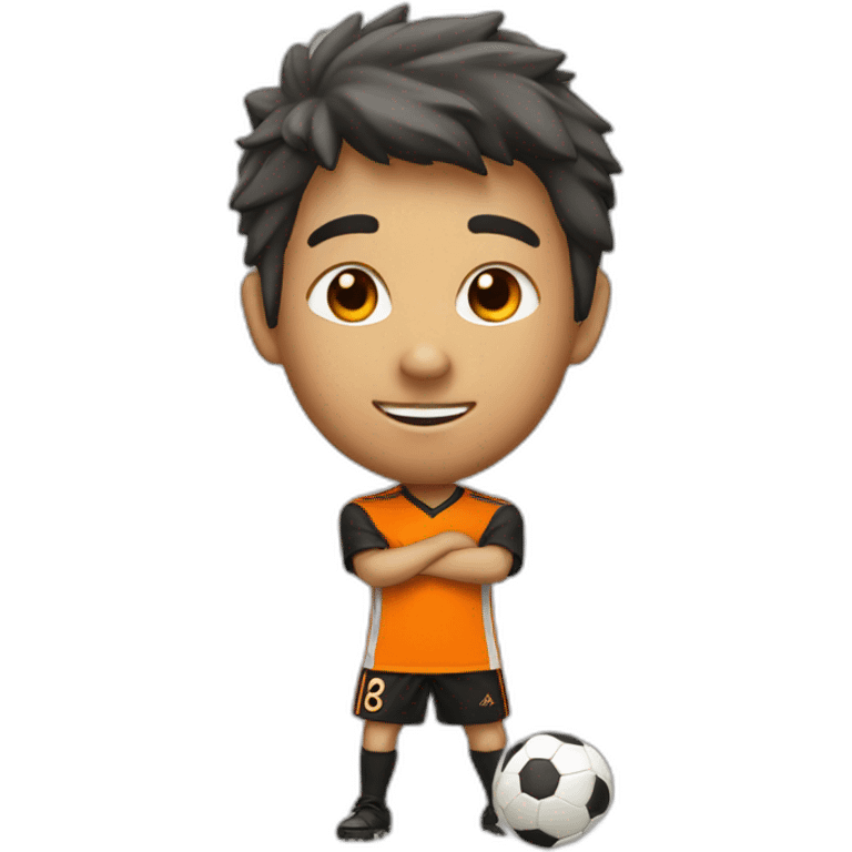 Petit loup footballeur en orange et noir emoji