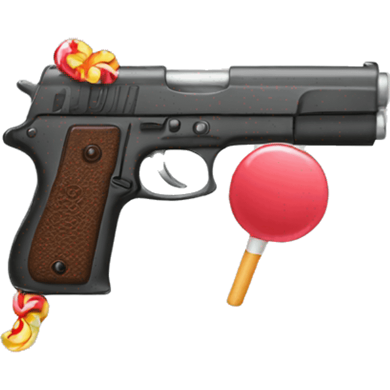 Gun with a lollipop inside the gun emoji