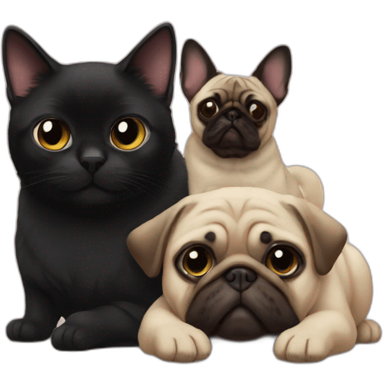 Black cat with a pug emoji