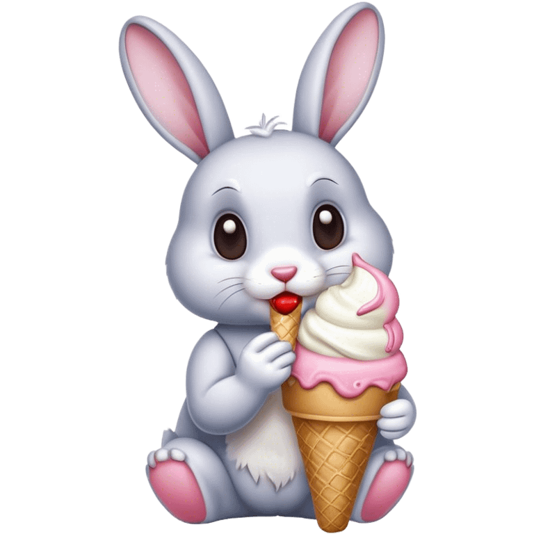 Rabbit eating ice cream emoji