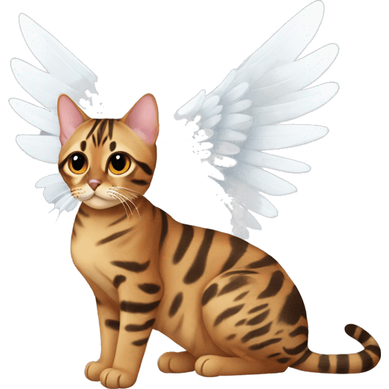 Bengal cat with angel wings emoji