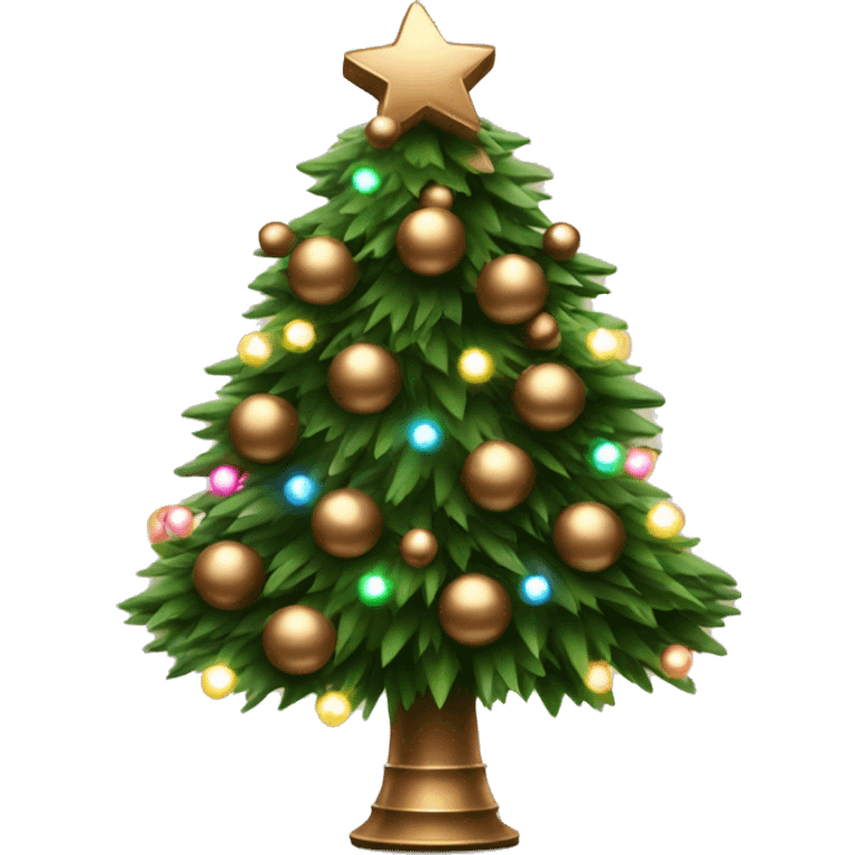 Christmas tree with bronze balls and lights emoji