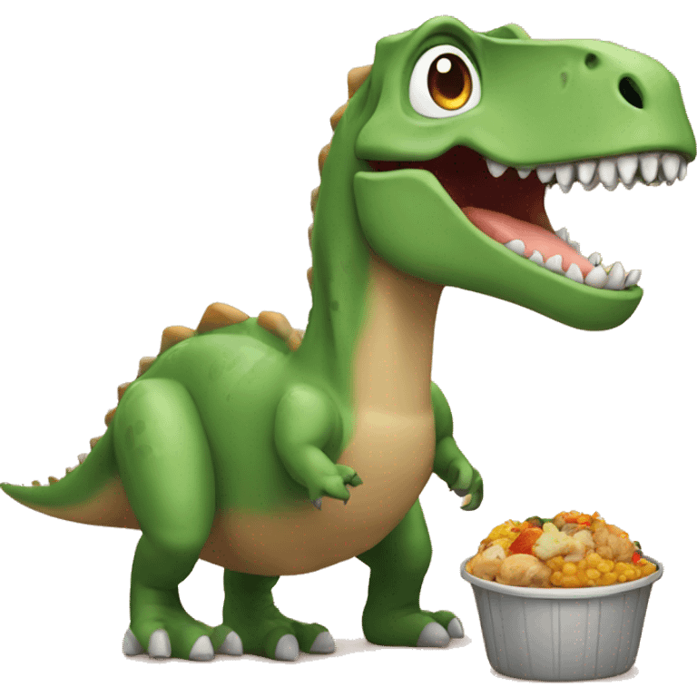 Dinosaur with food , smile  emoji