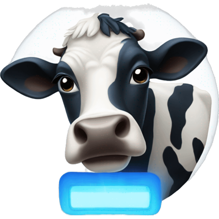 blue light with cow emoji