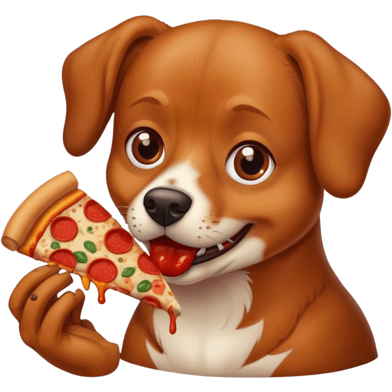 a dog eating pizza emoji