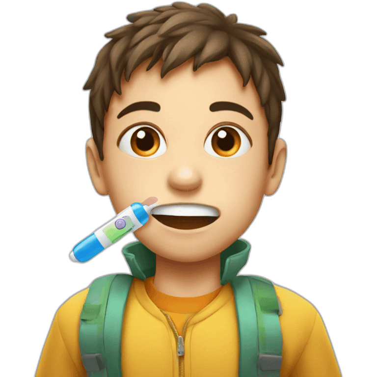 kid with thermometer in mouth emoji