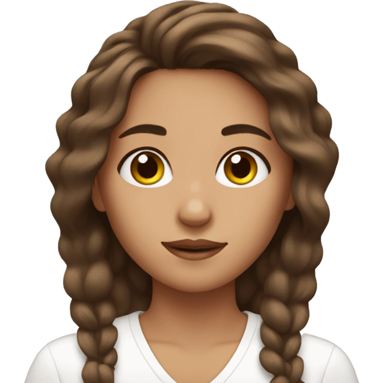 Brown haired girl doing skincare  emoji