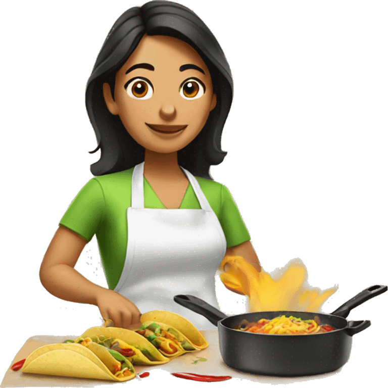 Mexican woman cooking tacos emoji