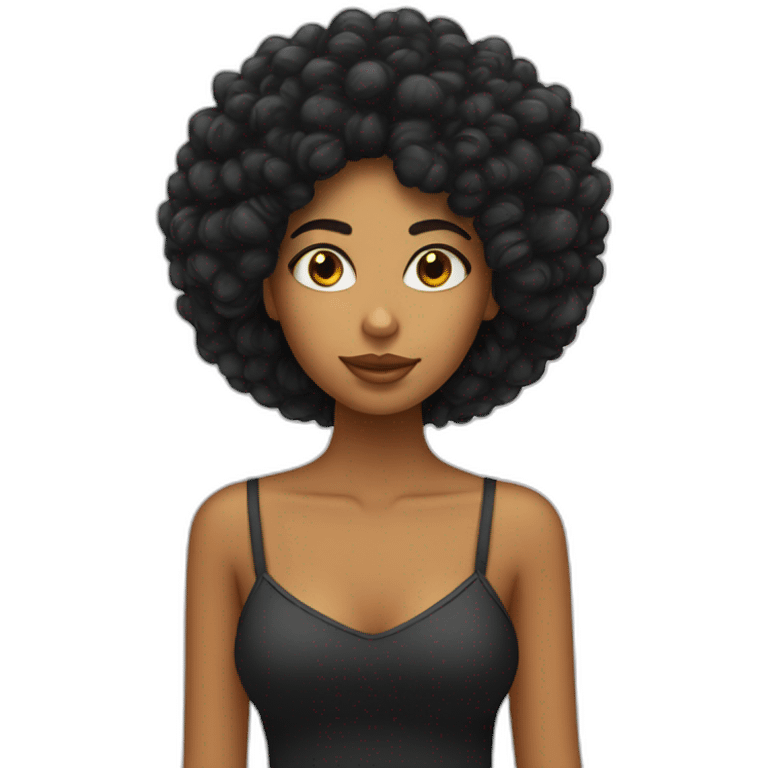 Chica con el pelo afro rizado negro  emoji