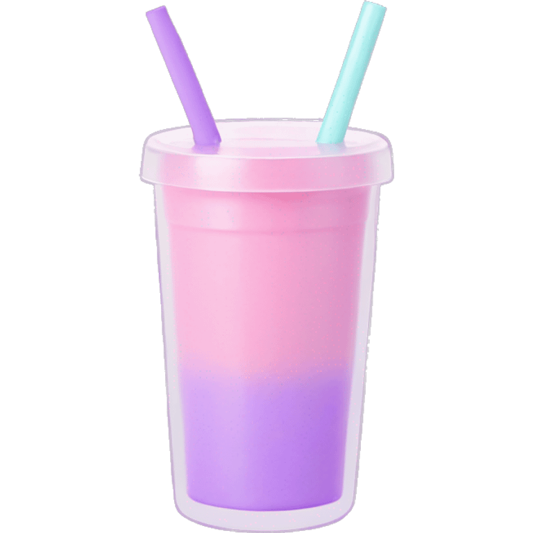 pastel aesthetic smoothie glass with straw, purple/pink emoji