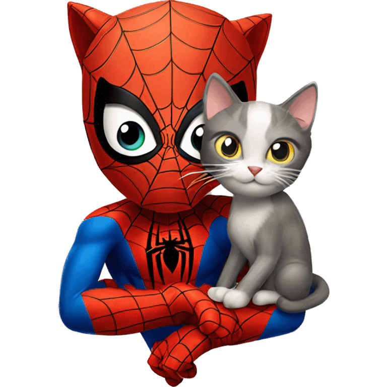  spider man and cat emoji