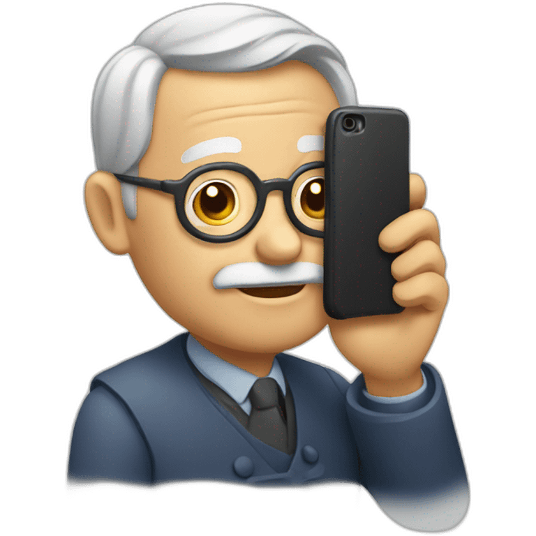 Oldman pressing a smartphone emoji