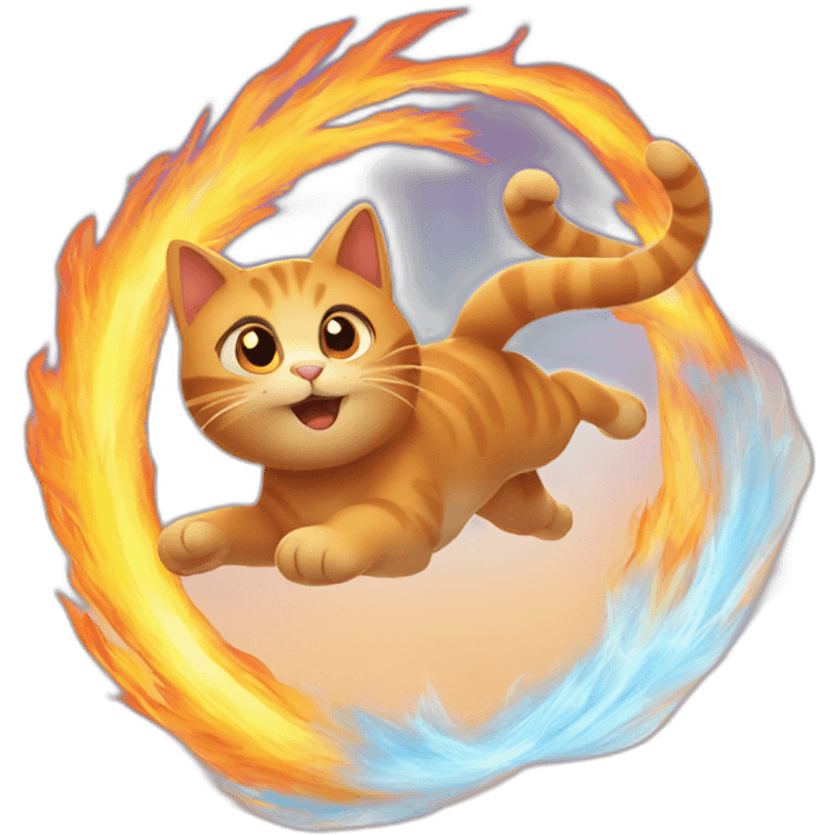  cat flying through a ring of fire emoji