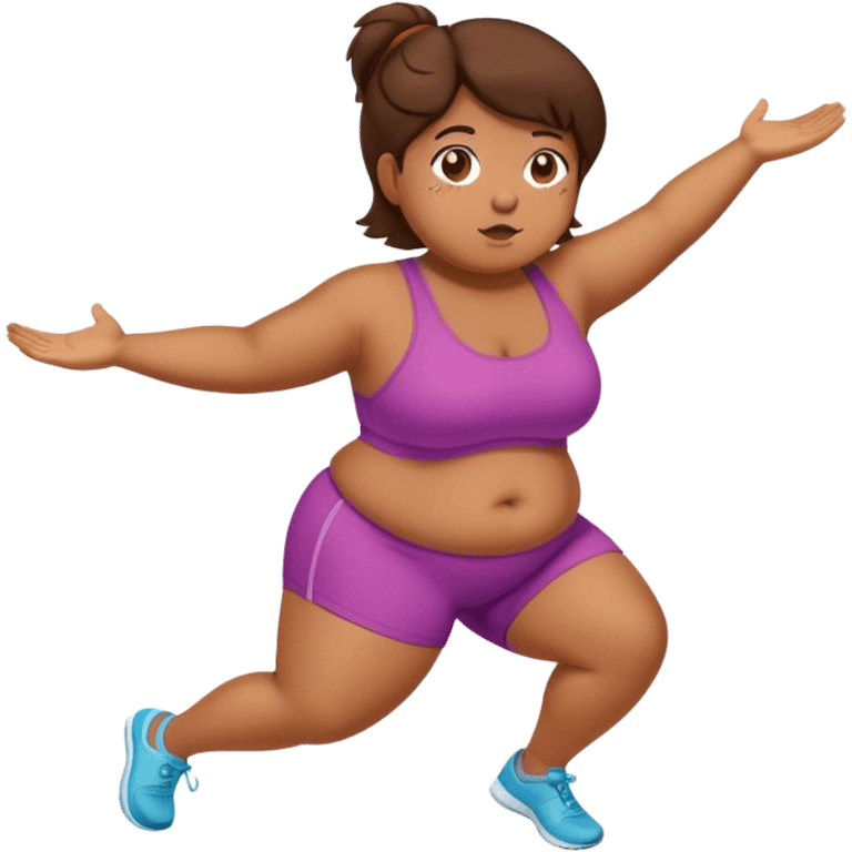 Chubby Brown girl brown hair exercising  emoji