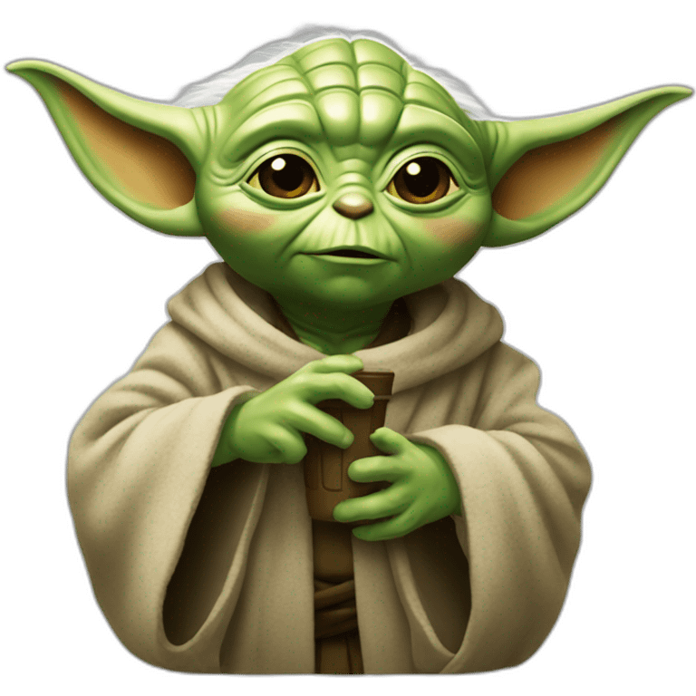 Yoda buvant une bieree emoji