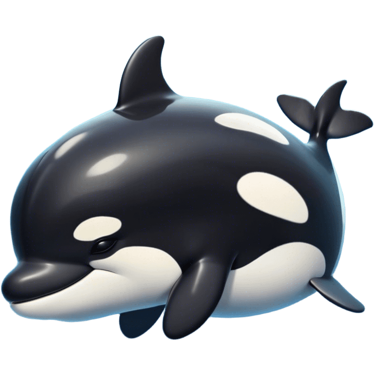 Meme-Worthy Cute Sleeping orca Portrait Emoji, Head resting peacefully with a contented smile, showcasing a smooth black-and-white body with gently drooping fins and eyes softly closed in serene slumber, Simplified yet adorably endearing features, highly detailed, glowing with a soft, drowsy deep-sea light, high shine, relaxed and utterly lovable, stylized with an air of playful oceanic laziness, soft glowing outline, capturing the essence of a sleeping orca that feels destined to become the next viral icon of adorable marine rest! emoji