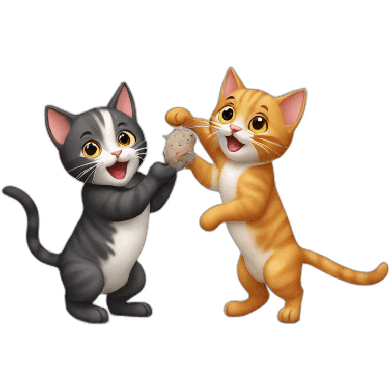 two kittens catch a mouse emoji