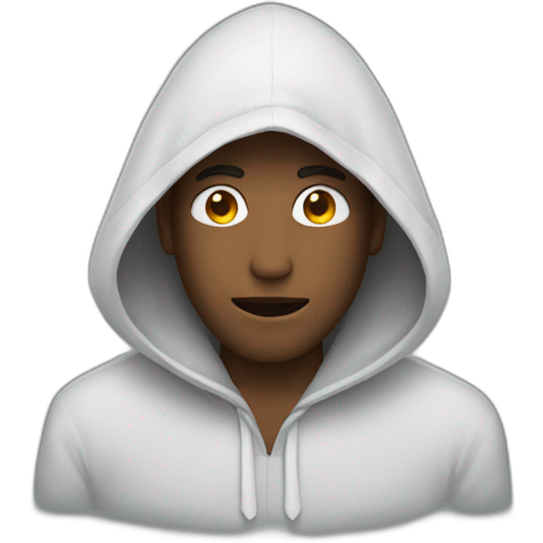 Man wearing a hood covering his face emoji