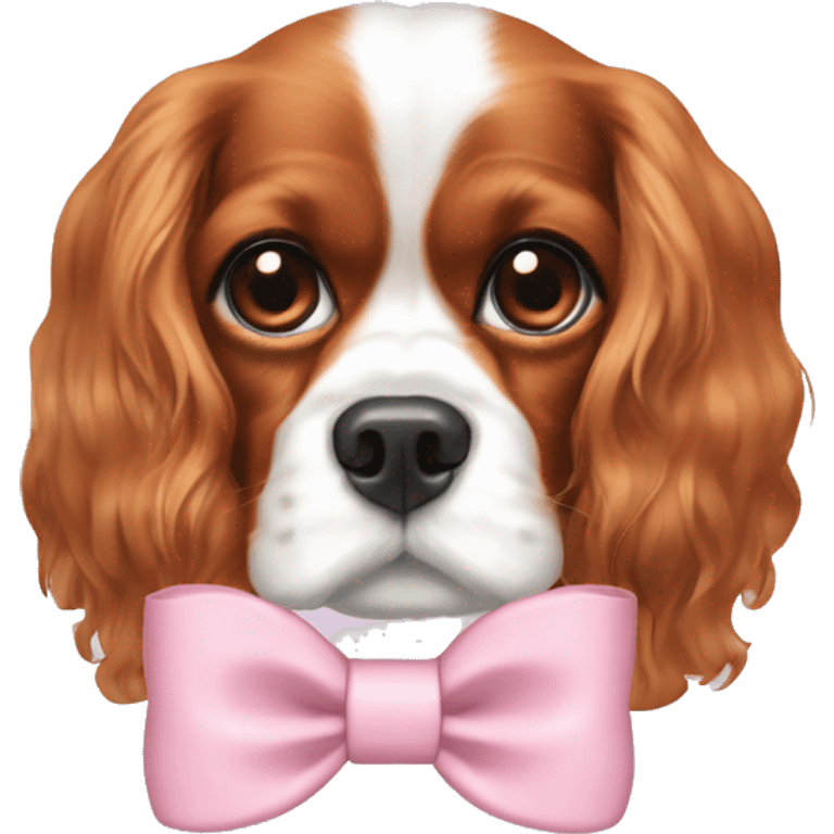 Light pink bow on Cavalier King Charles Spaniel  dog head emoji