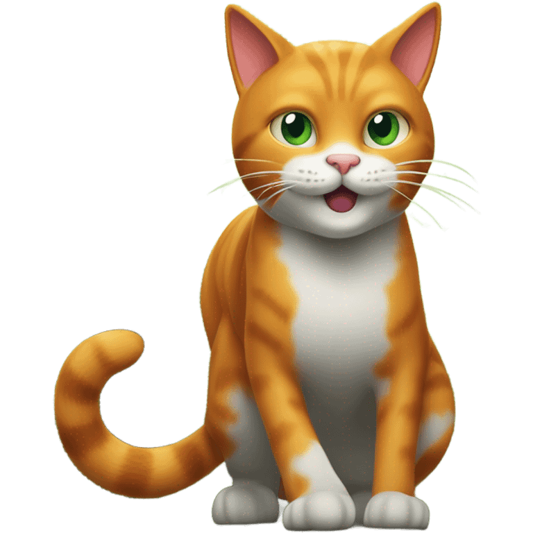 Stealthy and adventurous, the sleek orange cat prowls the forest, its long tail swaying as its sharp eyes scan the green foliage. Subtle movements from its “villainous” prey—squirrels, foxes, and birds—add tension to the scene. emoji